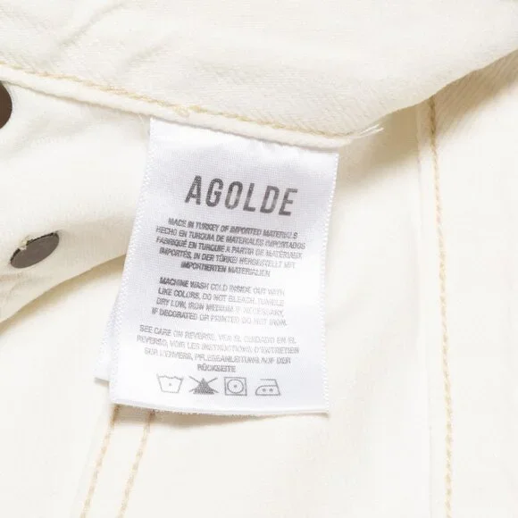 Agolde Criss Cross Upsized Organic Cotton Jean in Paste Off White Ivory - XS 24 - Picture 11 of 16